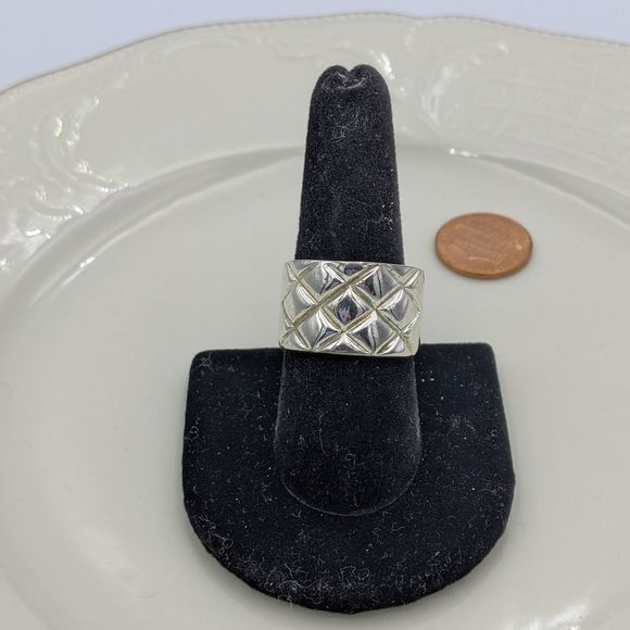 Jewelry | Sterlingsilver 925 Wide Cross Hatch Pattern Ring | Poshmark